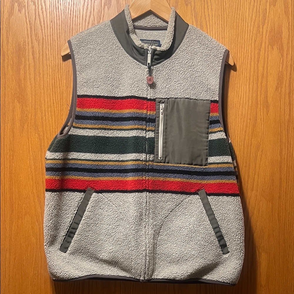 Pendleton Gray Vest with Multicolor Stripes